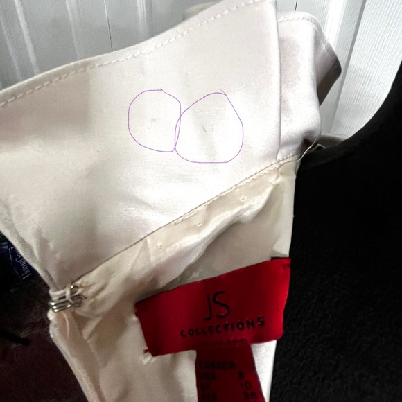 JS Collections Black Cream Ruffle Neck Cocktail dress size 8 - Picture 13 of 14